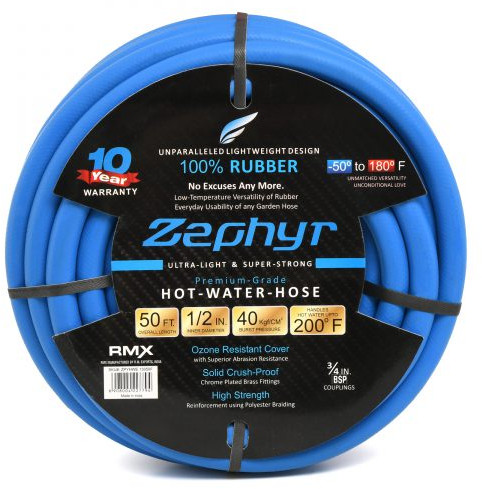 Zephyr Rubber Hot-n-cold Water / Garden Hose 13mm X 50m Without Fittings (ZW1350WF)