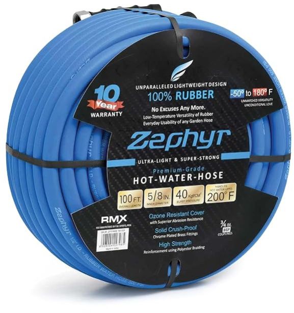 Zephyr Rubber Hot-n-cold Water / Garden Hose 16mm X 15m Without Fittings (ZW1615WF)