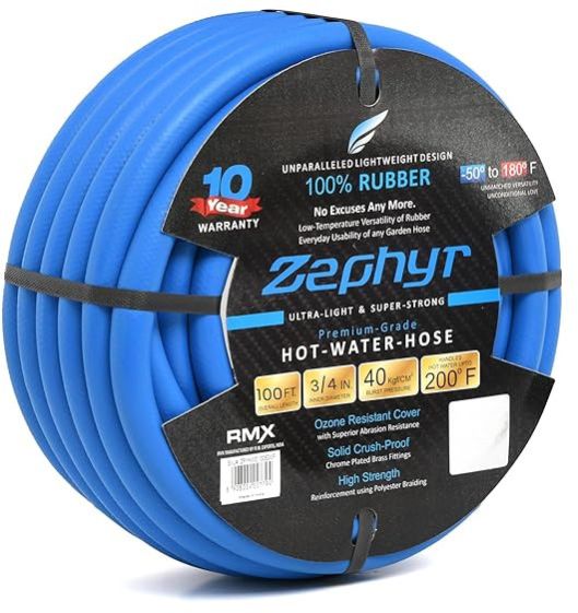 Zephyr Rubber Hot-n-cold Water / Garden Hose 19mm X 8m With Fittings (ZW1908)