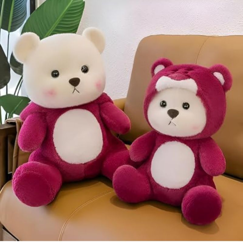 Dark Pink Hoodie Bear Plush Soft Toy