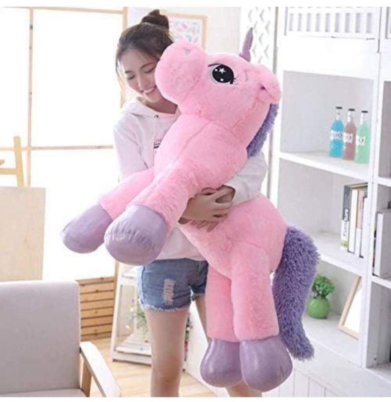 Pink And Purple Fur Unicorn Soft Toy