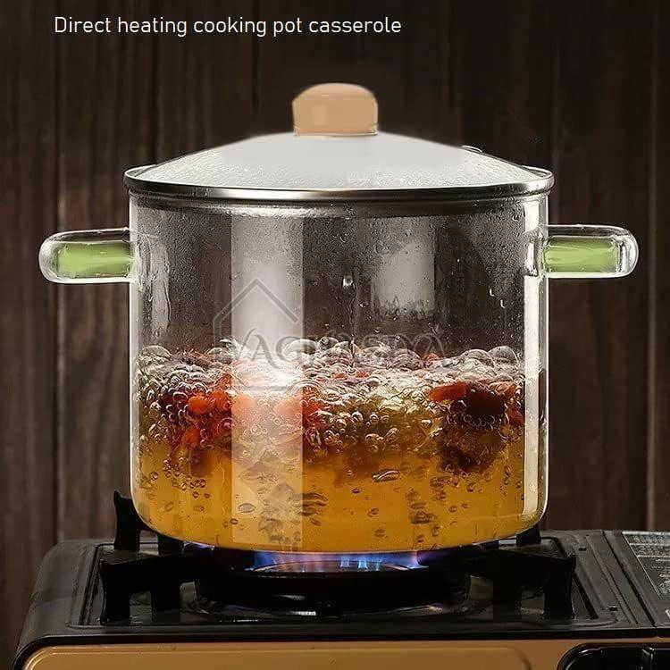 1000 Ml Glass Casserole Deep Round - Oven and Microwave Safe Serving Bowl With Glass Lid