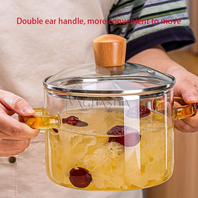 1000 Ml Glass Casserole Deep Round - Oven and Microwave Safe Serving Bowl With Glass Lid