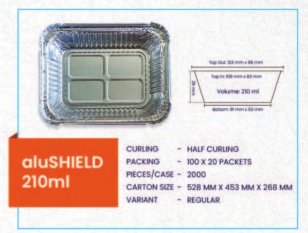 aluShield 210 Ml Aluminum Foil Containers