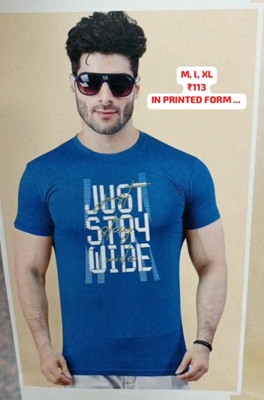 Men Cotton Printed Stylish Round Neck T Shirt