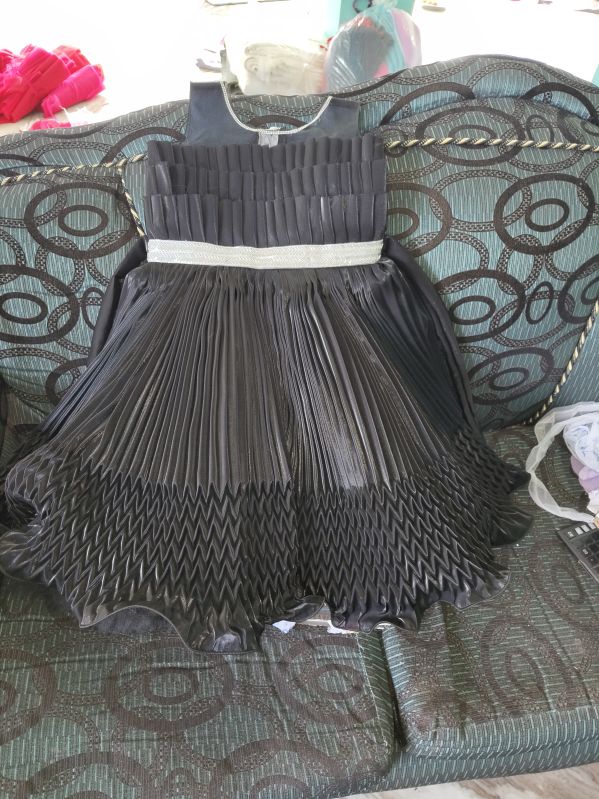 Girls Plain Net Black Frock