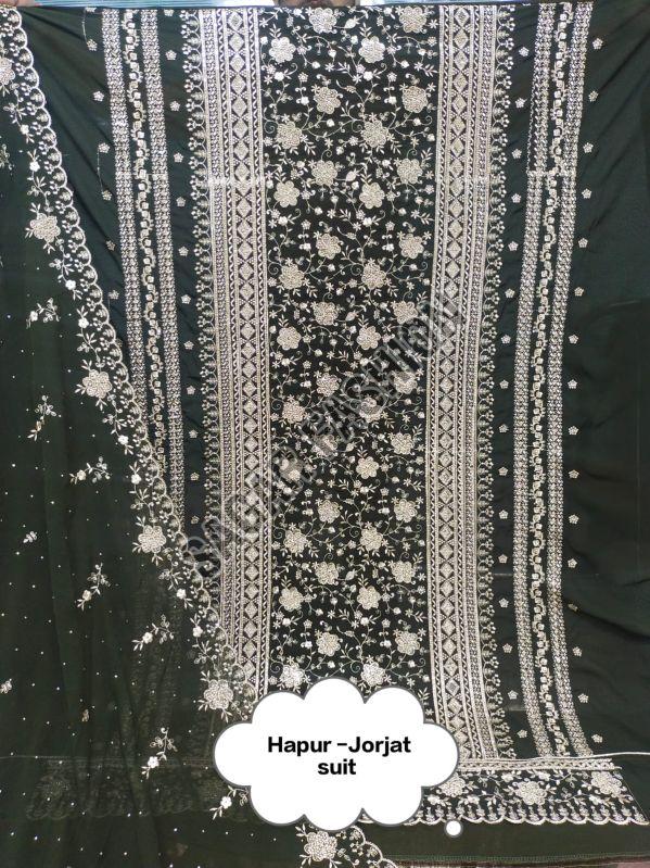 Ladies Dark Green Unstitched Sharara Suit With Dupatta