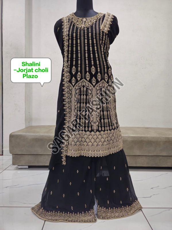 Ladies Embroidered Sharara Suit With Dupatta