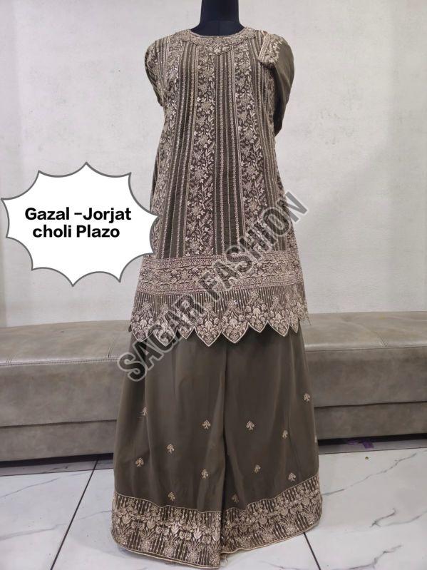 Ladies Heavy Embroidery Work Sharara Suit With Dupatta