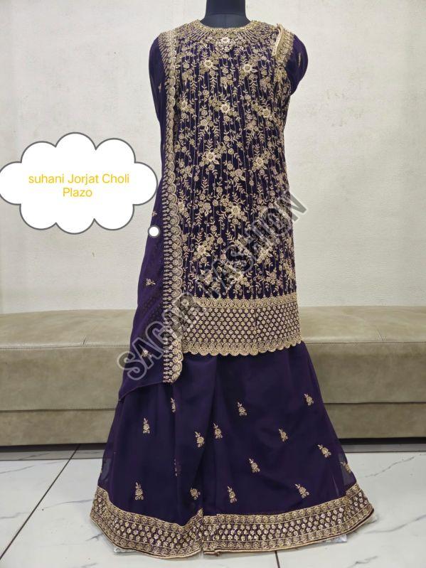 Ladies Purple Sharara Suit With Dupatta