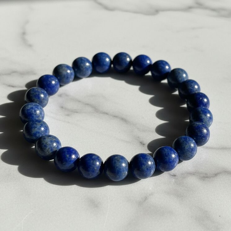 8mm Natural Lapis Lazuli Wisdom Truth Third Eye Healing Beaded Bracelet