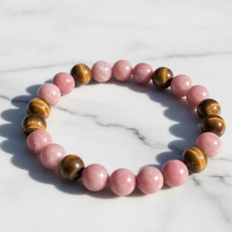 Natural Rhodochrosite Tiger Eye Bracelet