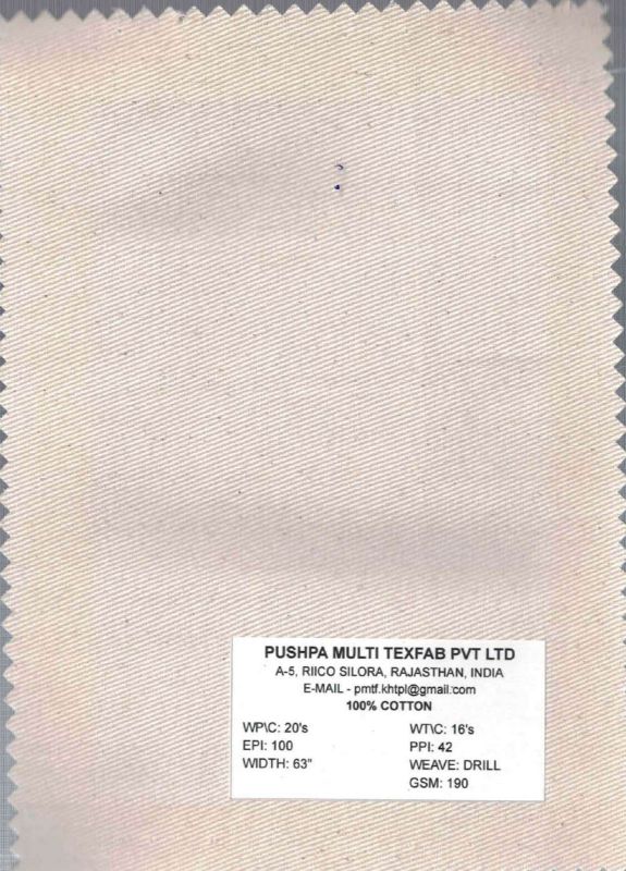 190 GSM Cotton Drill Fabric