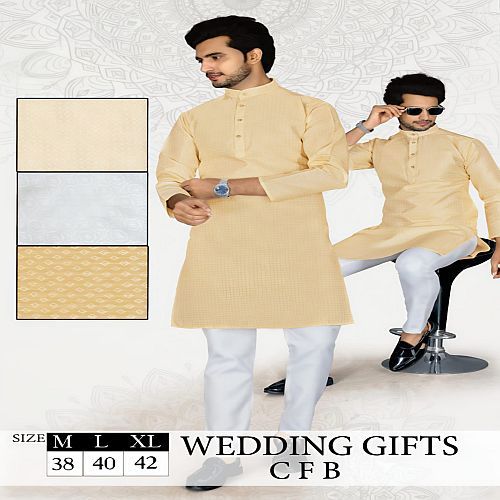 Mens Beige Cotton Silk Kurta Pajama Set