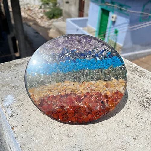 Polished Seven Chakra Orgone Coaster, Color : Multicolor