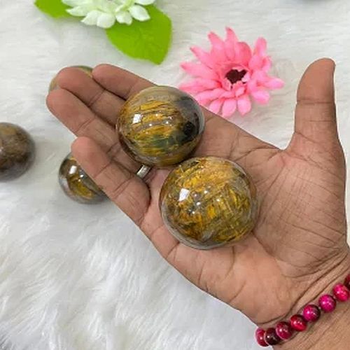 Yellow Glaze Tiger Eye Stone Sphere