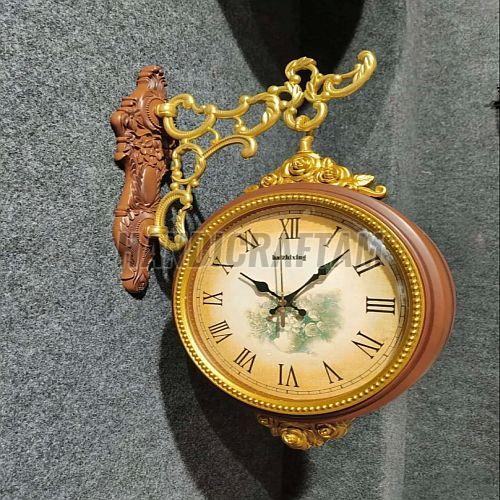 Plastic Glass Double Sided Station Wall Clock, Shape : Round for Indoor