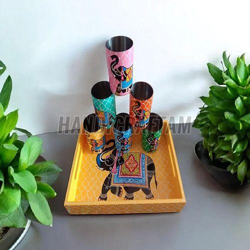 Hand Painted Stainless Steel Glasses, Color : Multicolor Standard