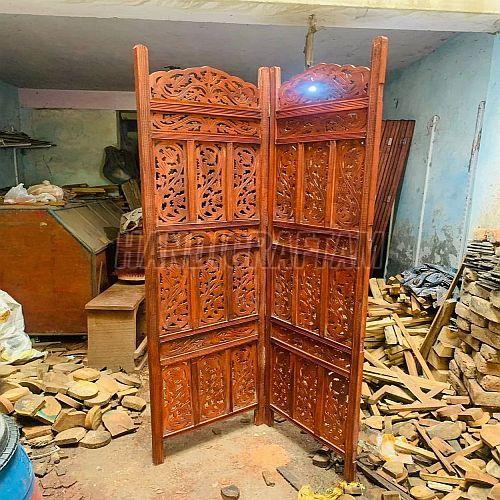 Wooden Room Partition Screen, Color : Brown