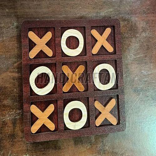 Wooden Tic Tac Toy Game Set, Color : Brown for Entertainment
