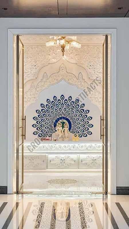 8 Feet Marble Inlay Temple