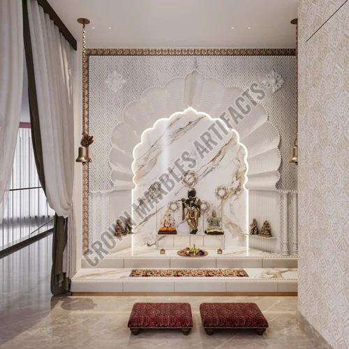White Carved Marble Mandir, Design : Exclusive for Pooja Room