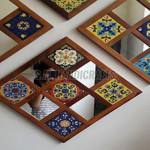 Decorative Wooden Mirror Frame, Color : Multicolor