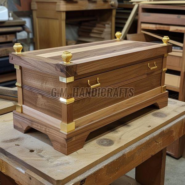 Teak Wood Brown Rectangle Trunk