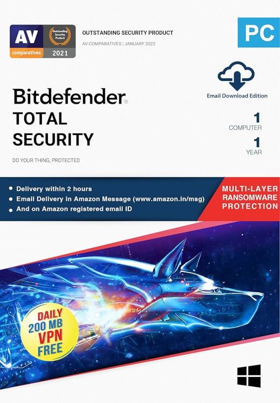 Bitdefender Total Security Latest Version 1 Devices 1 Years Latest Edition