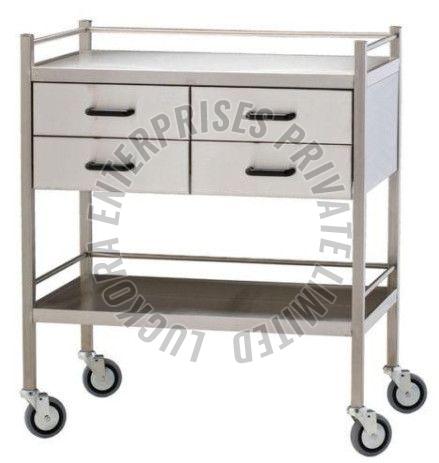 Polished Stainless Steel Medicine Trolley, Color : Silver
