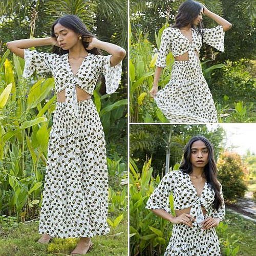 White Printed Top With Palazzo Co-ord Set