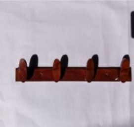 Wood Plain Polished 4 Hook Wall Hanger, Color : Brown