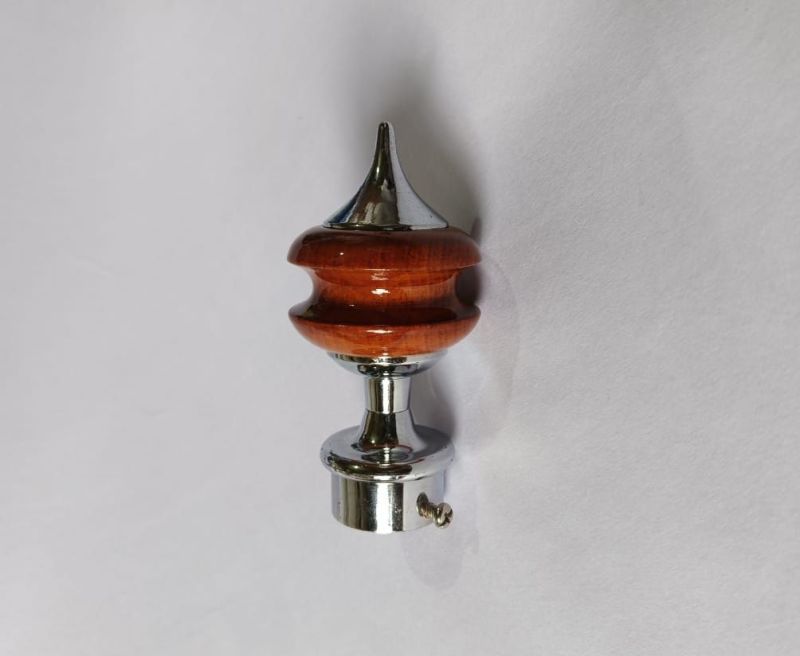 Chrome Spike Wood Curtain End Cap