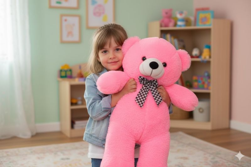 Baby Pink Sitting Teddy Bear Soft Toy