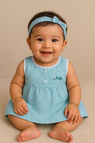 Heaven Blue Pure Cotton Sleeveless Frock