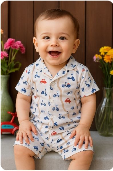 Baby Pure Cotton Matching Shorts Collar Shirt