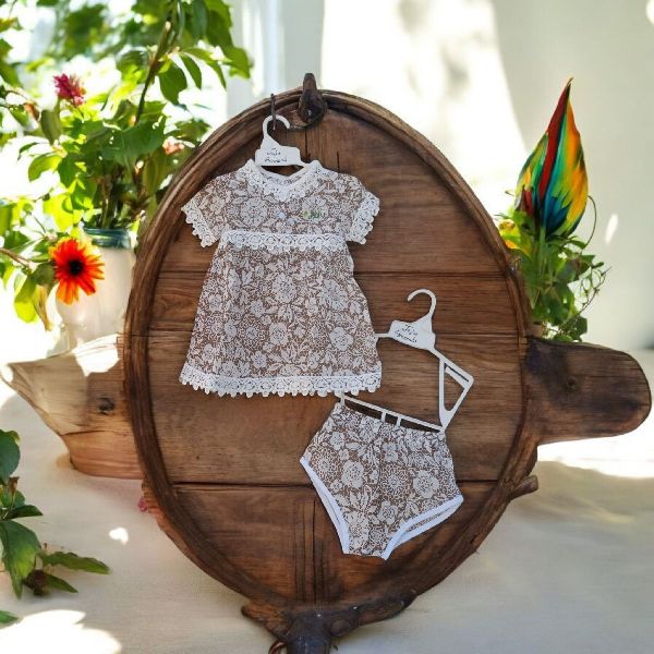 Pure Cotton Lace Worked Half Sleeve Frock