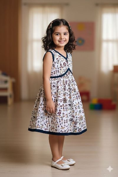 Pure Cotton Sleeveless Baby Anarkali Long Frock for 4 to 5 Years Girl Baby