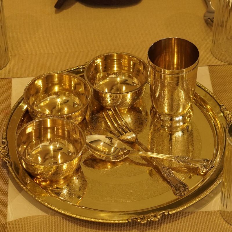 7 Piece Pure Brass Dinner Set
