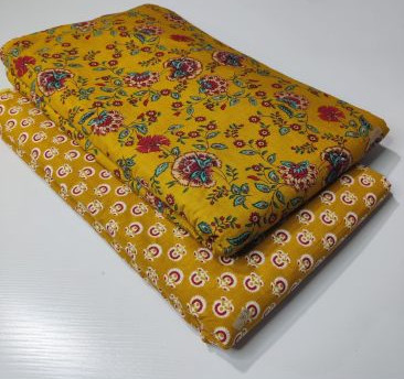 Printed Cotton Fabric, Color : Yellow Ethnic Wear, Width : 40 Inch