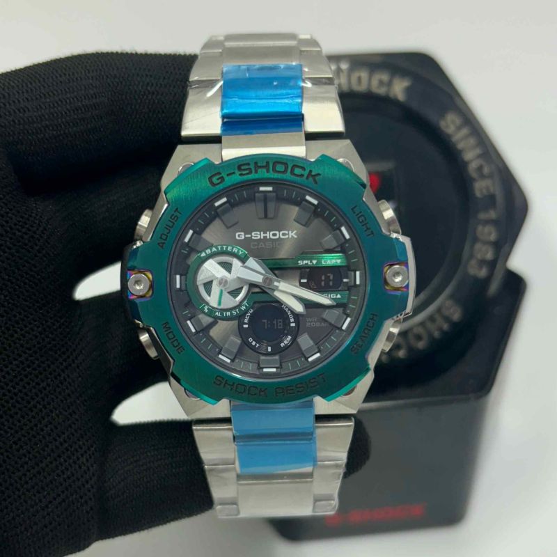 Casio g-shock Stainless Steel Black Green Dial Watch
