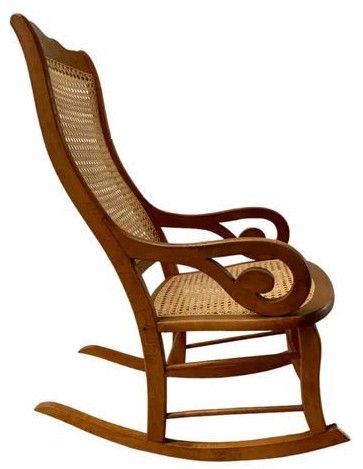 Cane Back Wooden Rocking Chair with Arms