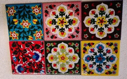 Floral Folk Art Ceramic Tile