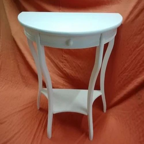 White Half Moon Drawer Console Table