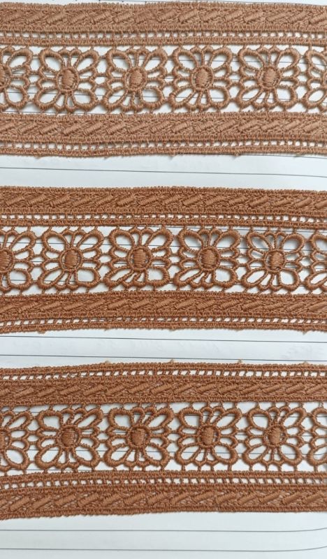 Decorative Brown Stitching Floral Lace