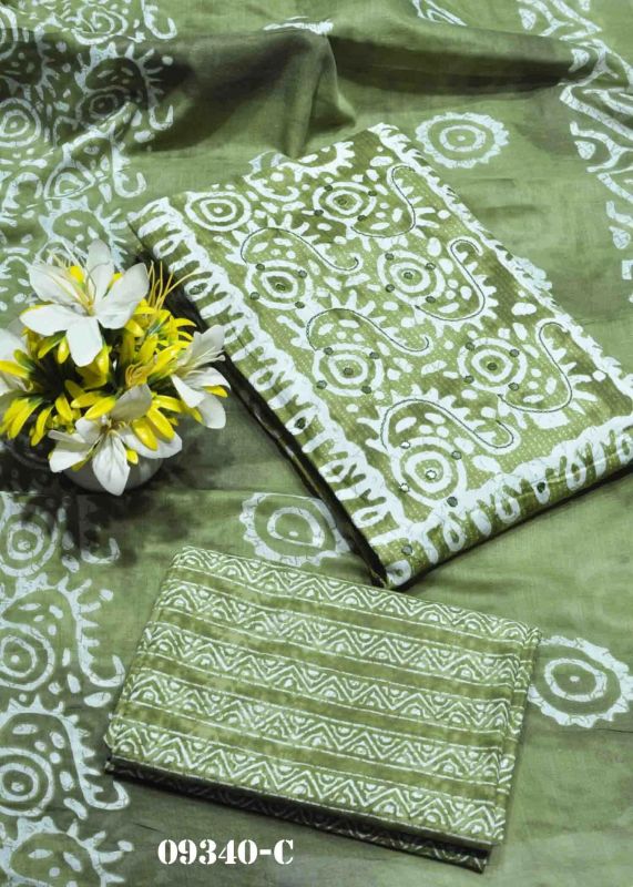 Clover Green Color Cotton Salwar Material