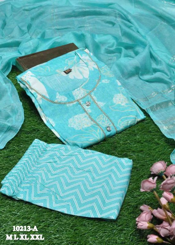 Cyan Color Readymade Rayon Salwar