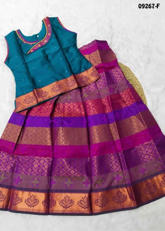Peacockblue Color Readymade Banarasi Pavadai Sattai