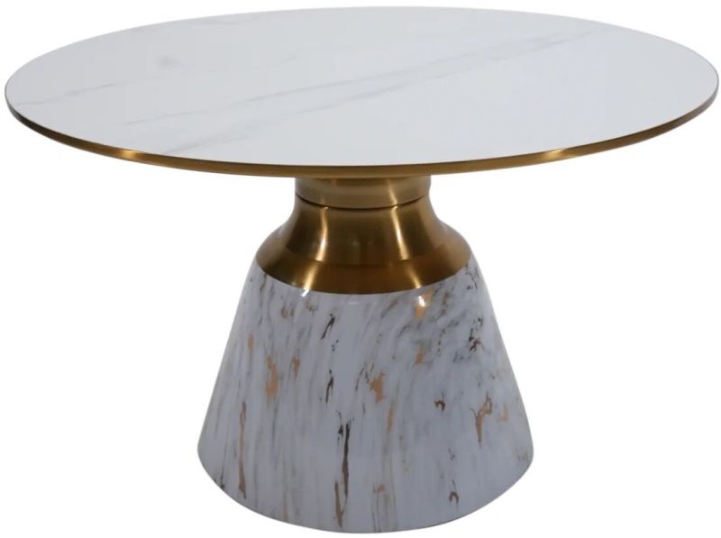 Castor Big Side Table With Marble Top And Metal Base