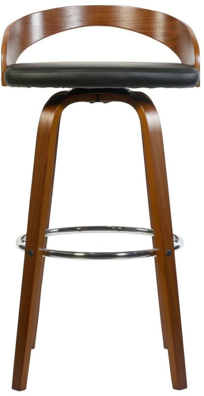 Teo Bar Stool With Unique Wooden Backrest